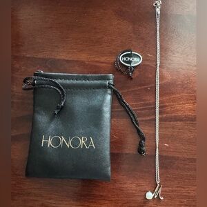 Honora Sterling Silver with Pearl Initial Letter "M" Pendant Necklace